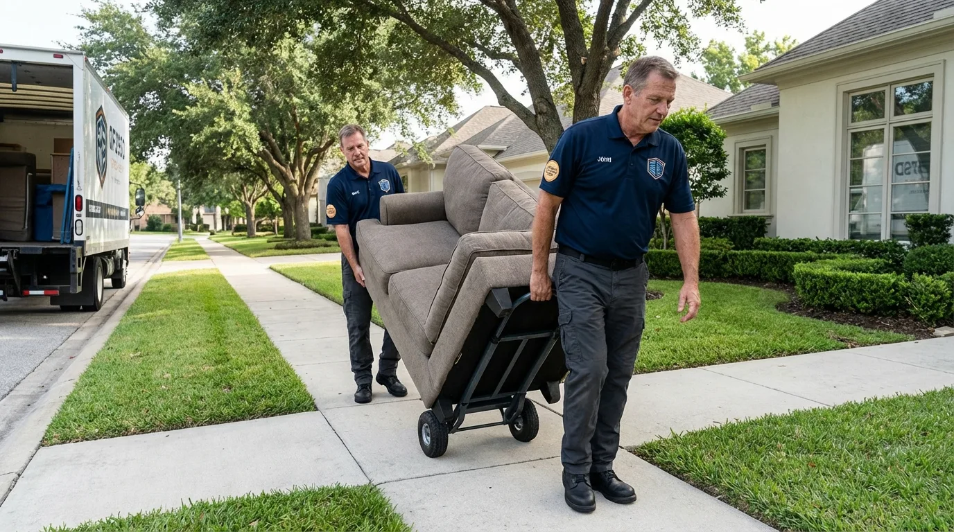Local residential moving crew loading furniture in Franksville, WI